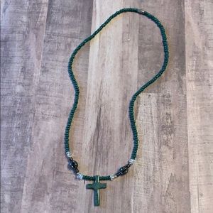 Green and Black Unisex Cross Necklace Jaded Color